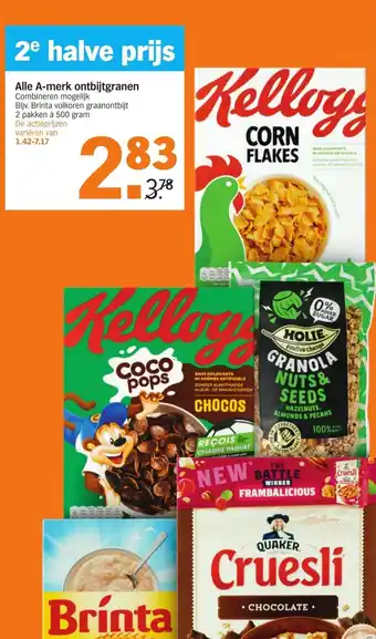 Albert Heijn Alle A-merk ontbijtgranen 500g aanbieding