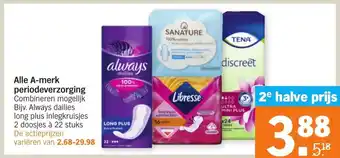 Albert Heijn Alle A-merk periodeverzorging aanbieding