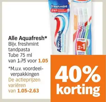 Albert Heijn Alle Aquafresh 75ml aanbieding