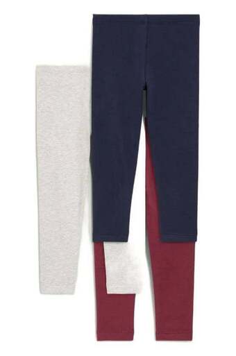 Wehkamp C&a legging - set van 3 donkerrood/blauw/lichtgrijs aanbieding