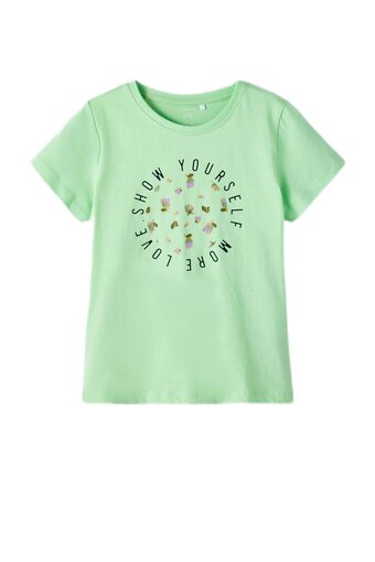 Wehkamp Name it kids t-shirt nkfdolejma met printopdruk lichtgroen aanbieding