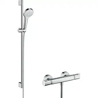 Sanitairwinkel.nl Hansgrohe croma select s glijstangset - croma select s vario handdouche 90cm - ecostat comfort douchekraan - thermostatisch - aanbieding