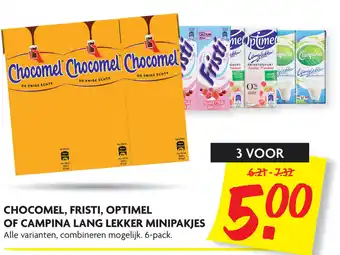 Dekamarkt Chocomel, Fristi, Campina of Optimel lang lekker minipakjes 3*6-pack aanbieding