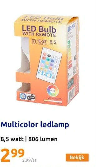 Action Multicolor ledlamp aanbieding