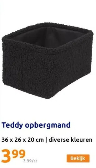 Action Teddy opbergmand aanbieding