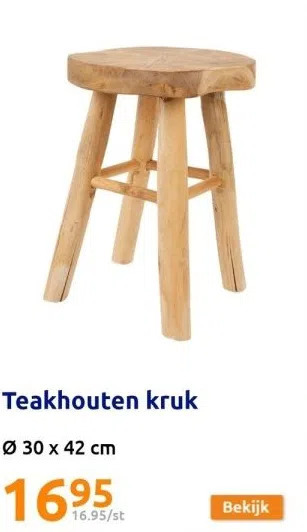 Action Teakhouten kruk aanbieding