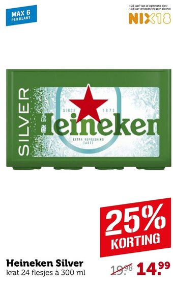 Coop Heineken Silver krat 24 flesjes à 300 ml aanbieding