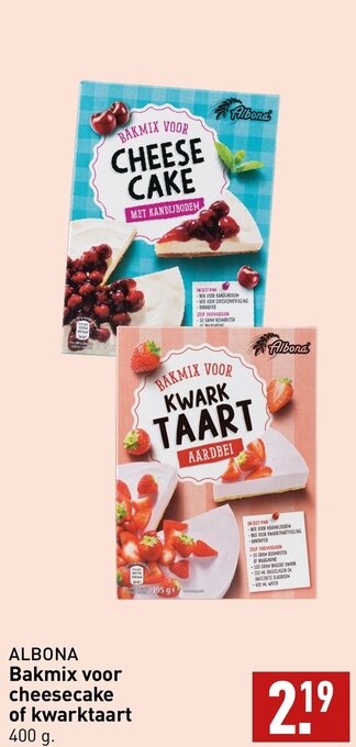 ALDI ALBONA Bakmix voor cheesecake of kwarktaart 400g aanbieding