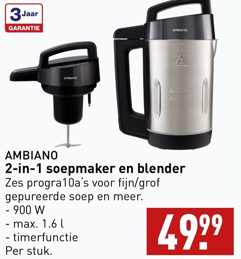 AMBIANO 2in1 soepmaker en blender aanbieding bij ALDI