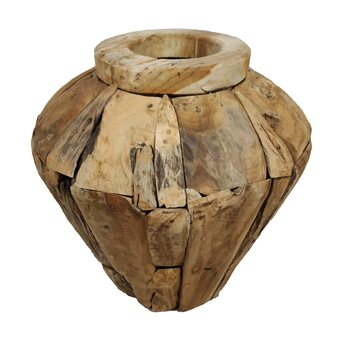 fonQ Dknc - vaas erosie hout - 55x59cm - natuurlijk aanbieding