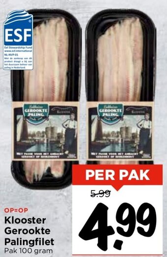 Vomar Voordeelmarkt Klooster Gerookte Palingfilet Pak 100 gram aanbieding