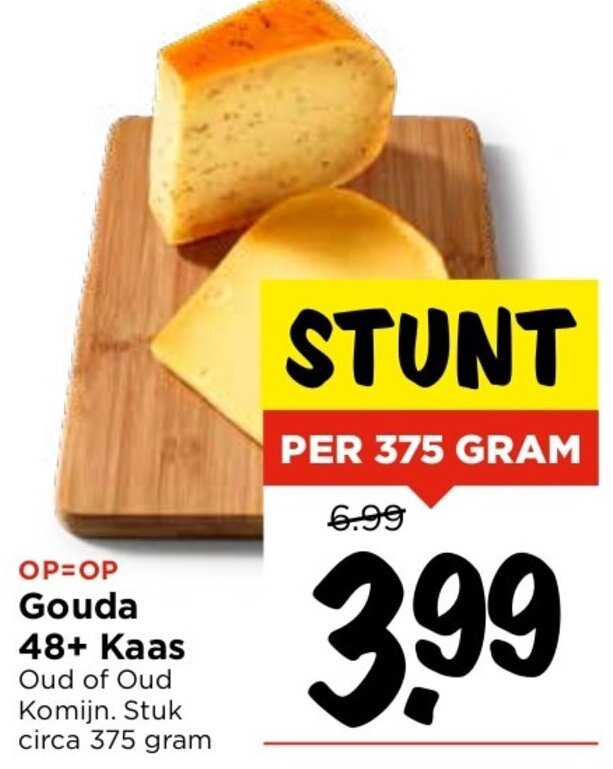 Gouda 48+ Kaas 375g aanbieding bij Vomar