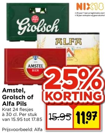 Vomar Voordeelmarkt Amstel, Grolsch of Alfa Pils aanbieding