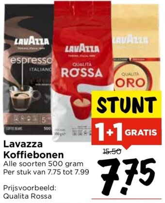 Vomar Voordeelmarkt Lavazza Koffiebonen Alle soorten 500 gram aanbieding