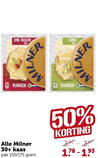 Coop Alle Milner 30+ kaas pak 150/175 gram aanbieding