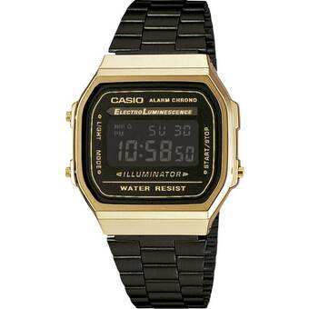 Conrad Casio kwarts horloge a168wegb-1bef (l x b x h) 38.6 x 36.3 x 9.6 mm goud materiaal (behuizing): hars materiaal (armband): rvs aanbieding