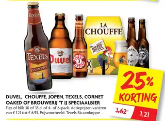 Dekamarkt Duvel, La Chouffle, 't IJ, Jopen, Texels, Cornet Oaked of Brouwerij 300/330ml 4-/6-pack aanbieding