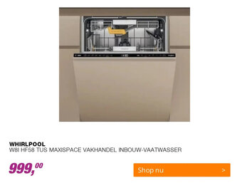 EP WHIRLPOOL W81 HF58 TUS MAXISPACE VAKHANDEL INBOUW-VAATWASSER aanbieding