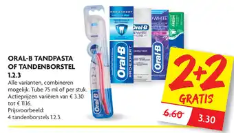 Dekamarkt Oral-B tandpasta of tandenborstel 1.2.3 aanbieding