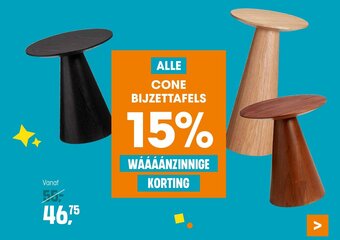 Kwantum CONE BIJZETTAFELS aanbieding