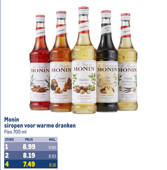 Makro Monin siropen voor warme dranken aanbieding