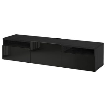 IKEA Bestå tv-meubel, zwartbruin/selsviken hoogglans/zwart, 180x42x39 cm aanbieding