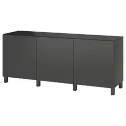 IKEA Bestå opberger met deuren, donkergrijs/lappviken/stubbarp donkergrijs, 180x42x74 cm aanbieding