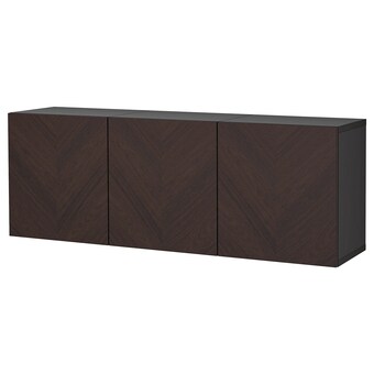 IKEA Bestå kastcombinatie wand, zwartbruin hedeviken/donkerbruin gebeitst eiken fineer, 180x42x64 cm aanbieding