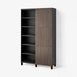 IKEA Bestå opberger met deuren, zwartbruin björköviken/bruin gebeitst eiken fineer, 120x42x202 cm aanbieding