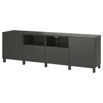 IKEA Bestå tv-meubel met deuren en lades, donkergrijs/lappviken/stubbarp donkergrijs, 240x42x74 cm aanbieding