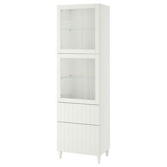 IKEA Bestå opbergcombinatie met glazen deuren, wit/sutterviken/kabbarp wit helder glas, 60x42x202 cm aanbieding