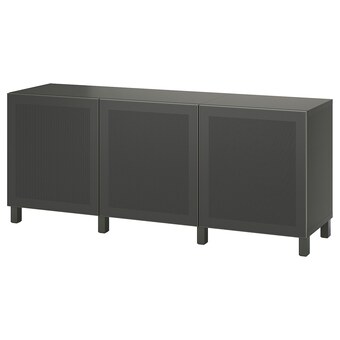 IKEA Bestå opberger met deuren, donkergrijs/mörtviken/stubbarp donkergrijs betoneffect, 180x42x74 cm aanbieding