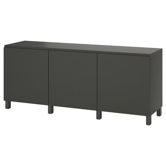 IKEA Bestå opberger met deuren, donkergrijs/västerviken/stubbarp donkergrijs, 180x42x74 cm aanbieding