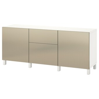 IKEA Bestå opberger met lades, wit riksviken/licht bronseffect, 180x42x74 cm aanbieding