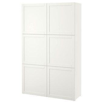 IKEA Bestå opberger met deuren, wit/hanviken wit, 120x42x193 cm aanbieding