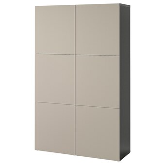 IKEA Bestå opberger met deuren, zwartbruin/lappviken licht grijsbeige, 120x42x193 cm aanbieding