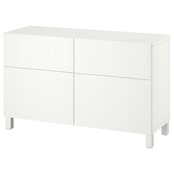 IKEA Bestå opbergcombi met deuren/lades, wit/timmerviken/stubbarp wit, 120x42x74 cm aanbieding