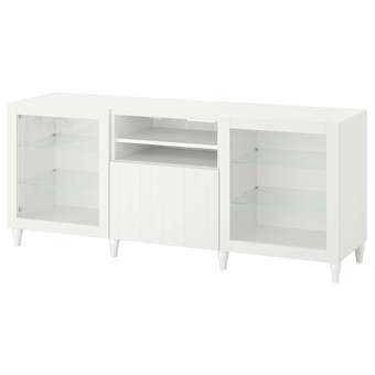 IKEA Bestå tv-meubel met lades, wit/sutterviken/kabbarp wit helder glas, 180x42x74 cm aanbieding