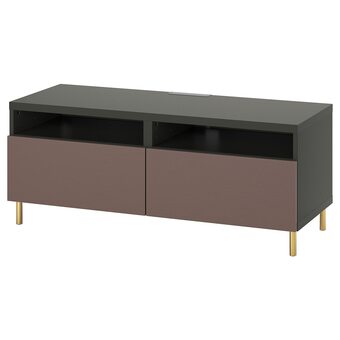 IKEA Bestå tv-meubel met lades, donkergrijs/hjortviken/ösarp bruin, 120x42x48 cm aanbieding