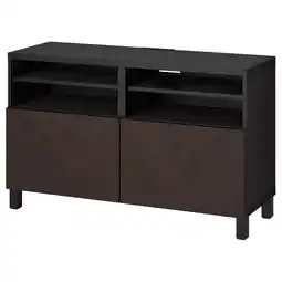 IKEA Bestå tv-meubel met deuren, zwartbruin hedeviken/stubbarp/donkerbruin gebeitst eiken fineer, 120x42x74 cm aanbieding