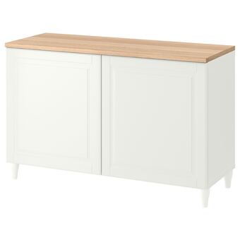 IKEA Bestå opberger met deuren, wit/smeviken/kabbarp wit, 120x42x76 cm aanbieding