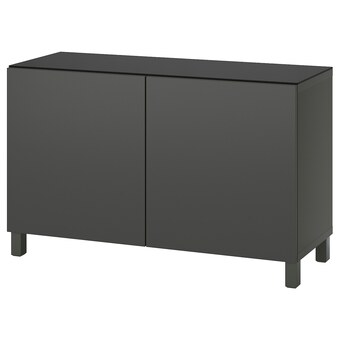 IKEA Bestå opberger met deuren, donkergrijs/lappviken/stubbarp donkergrijs, 120x42x74 cm aanbieding