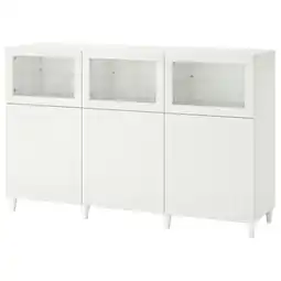 IKEA Bestå opberger met deuren, wit/sutterviken/kabbarp wit helder glas, 180x42x112 cm aanbieding