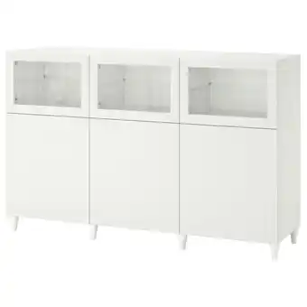 IKEA Bestå opberger met deuren, wit/sutterviken/kabbarp wit helder glas, 180x42x112 cm aanbieding