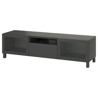 IKEA Bestå tv-meubel, donkergrijs sindvik/lappviken/stubbarp donkergrijs, 180x42x48 cm aanbieding