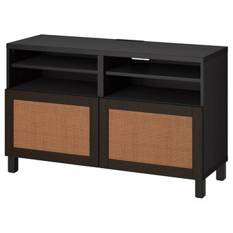 IKEA Bestå tv-meubel met deuren, zwartbruin/studsviken/stubbarp donkerbruin, 120x42x74 cm aanbieding