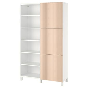 IKEA Bestå opberger met deuren, wit/björköviken berkenfineer, 120x42x202 cm aanbieding
