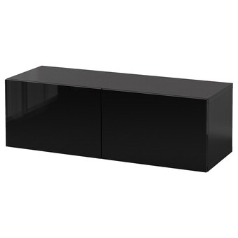 IKEA Bestå kastencombinatie voor wandmontage, zwartbruin/selsviken zwart, 120x42x38 cm aanbieding