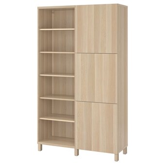 IKEA Bestå opberger met deuren, wit gelazuurd eikeneffect/lappviken/stubbarp wit gelazuurd eikeneffect, 120x42x202 cm aanbieding