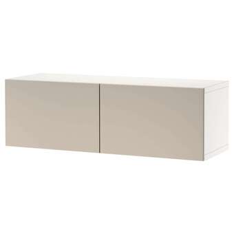 IKEA Bestå kastencombinatie voor wandmontage, wit/lappviken licht grijsbeige, 120x42x38 cm aanbieding